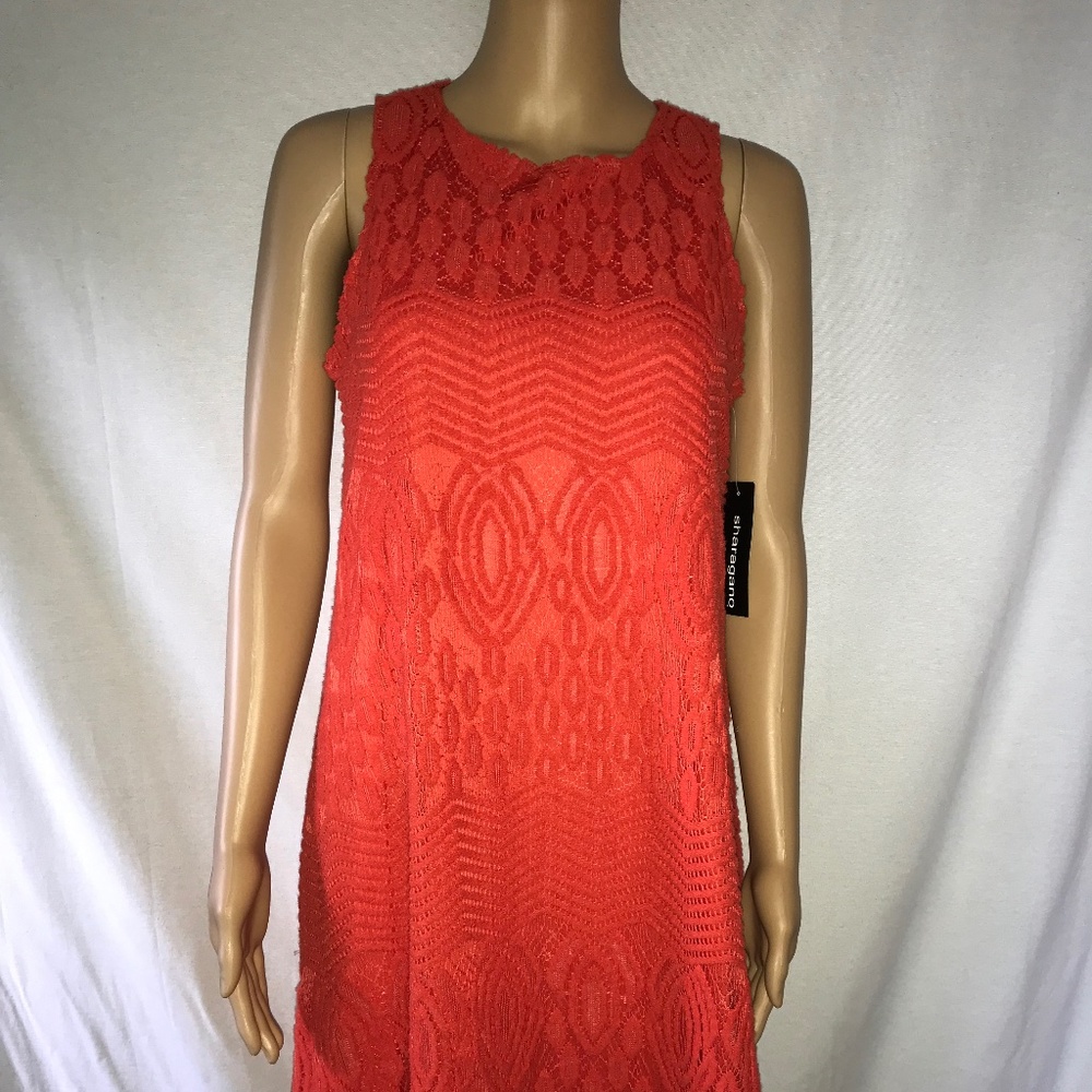 NWT Sharagano Crocheted Dress-Red/Coral-Size 4